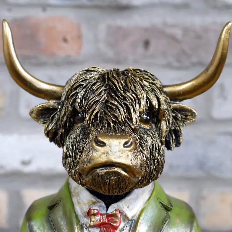 Gifts Direct 2 U Highland Cow Bust Ornament Resin Statue in Bronze and Brown for Wall Decor – 3