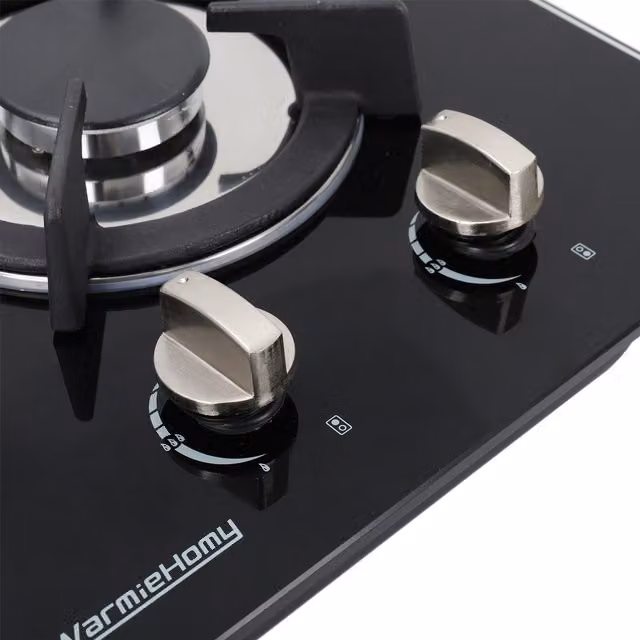 Livingandhome Black Tempered Glass Gas Cooktop, 51cm