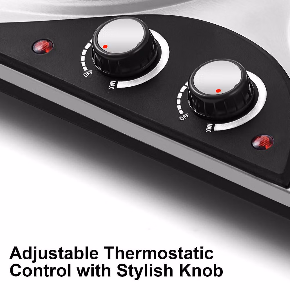 Cusimax Silver 2500W Double Cast Iron Hot Plate with Temperature Controls – 5
