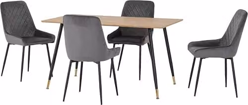 Seconique Hamilton Dining Set with 4 Avery Grey Chairs, W: 140 cm – 2