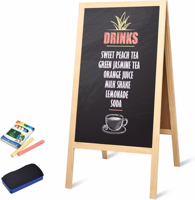 COSTWAY Double-Sided Foldable Advertising Chalkboard in Black