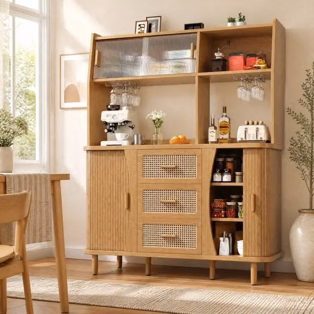 STILVORA Brown Sideboard with Sliding Doors and 3 Drawers
