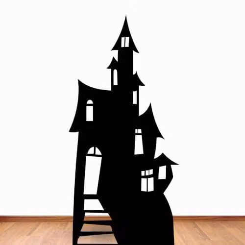 Star Cutouts SC51 Haunted House Silhouette Black Cardboard Cutout for Halloween Parties and Spooky Displays
