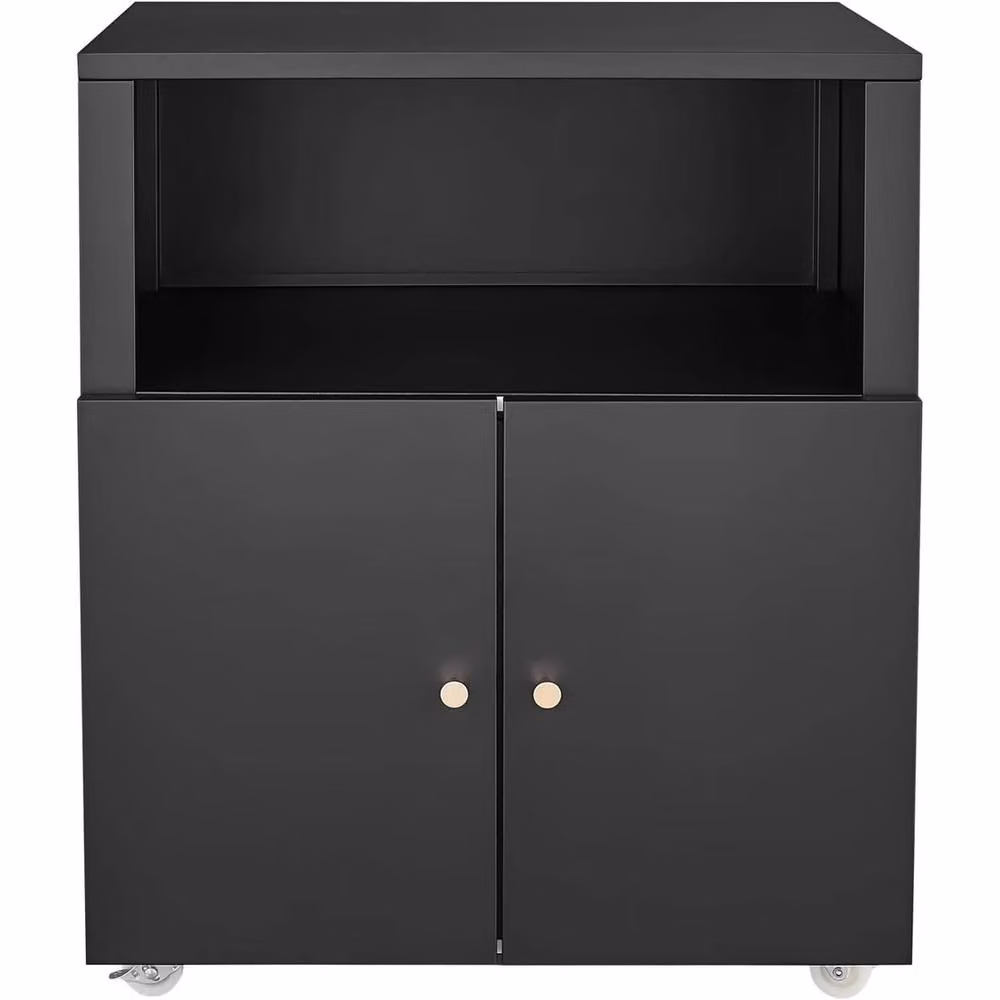 VOGREX Heavy Duty Metal Printer Stand with Wheels and Storage Cabinet in Black – 4