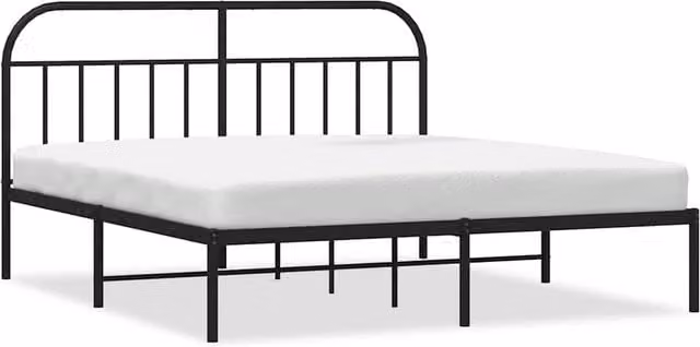 Berkfield Home Metal Bed Frame with Headboard in Black, Super King Size, 180 x 200 cm – 1
