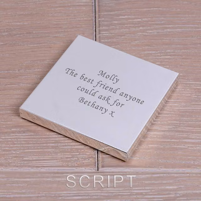 Uniqueful Personalised Silver Plated Compact Mirror for Women in Black and Silver
