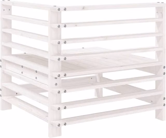 Berkfield Home Beautiful Garden L-Shape Corner Sofa in White Solid Pine Wood