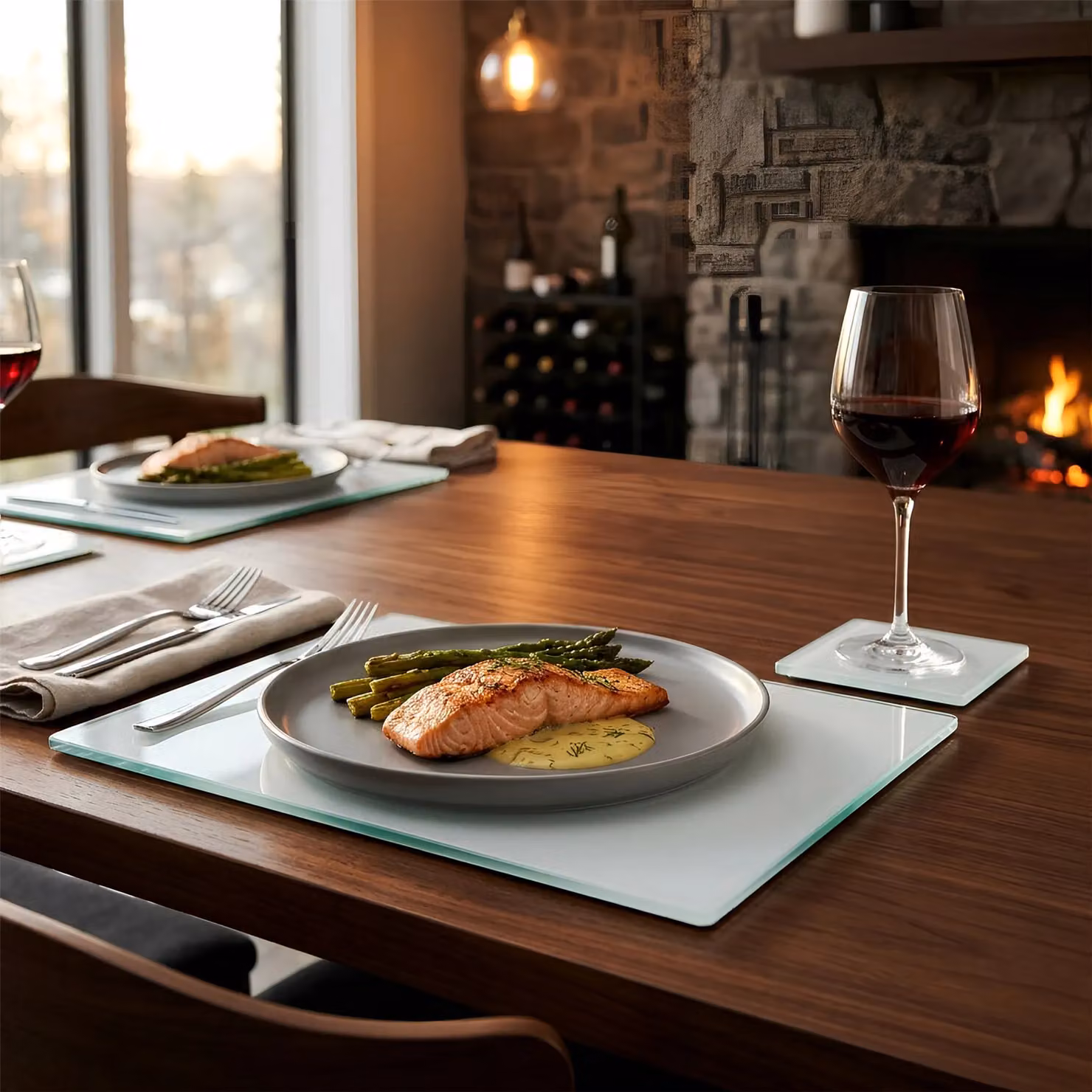 Harbour Housewares Set of 6 White Glass Placemats, Rectangular and Non-Slip, W: 40 cm, D: 30 cm – 5
