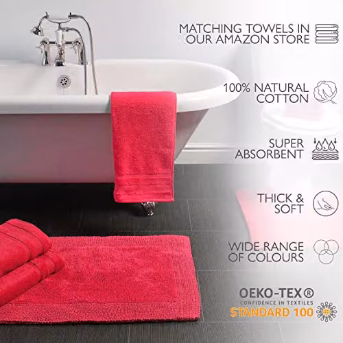 Allure Bath Fashions Elegance Reversible Heavyweight Cotton Bath Mat, W: 53 cm, L: 85 cm, Baby Blue – 3