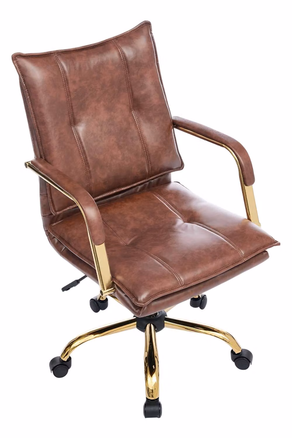 Garden Sanctuary Modern Brown PU Upholstered Task Chair with Armrests – 2