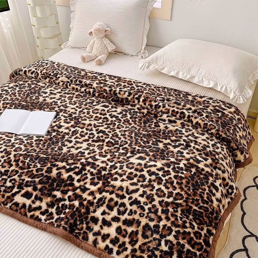 SPETLEK Leopard Print Super Soft Faux Fur Blanket in Brown and Multicolour, W: 120 cm, D: 150 cm – 4