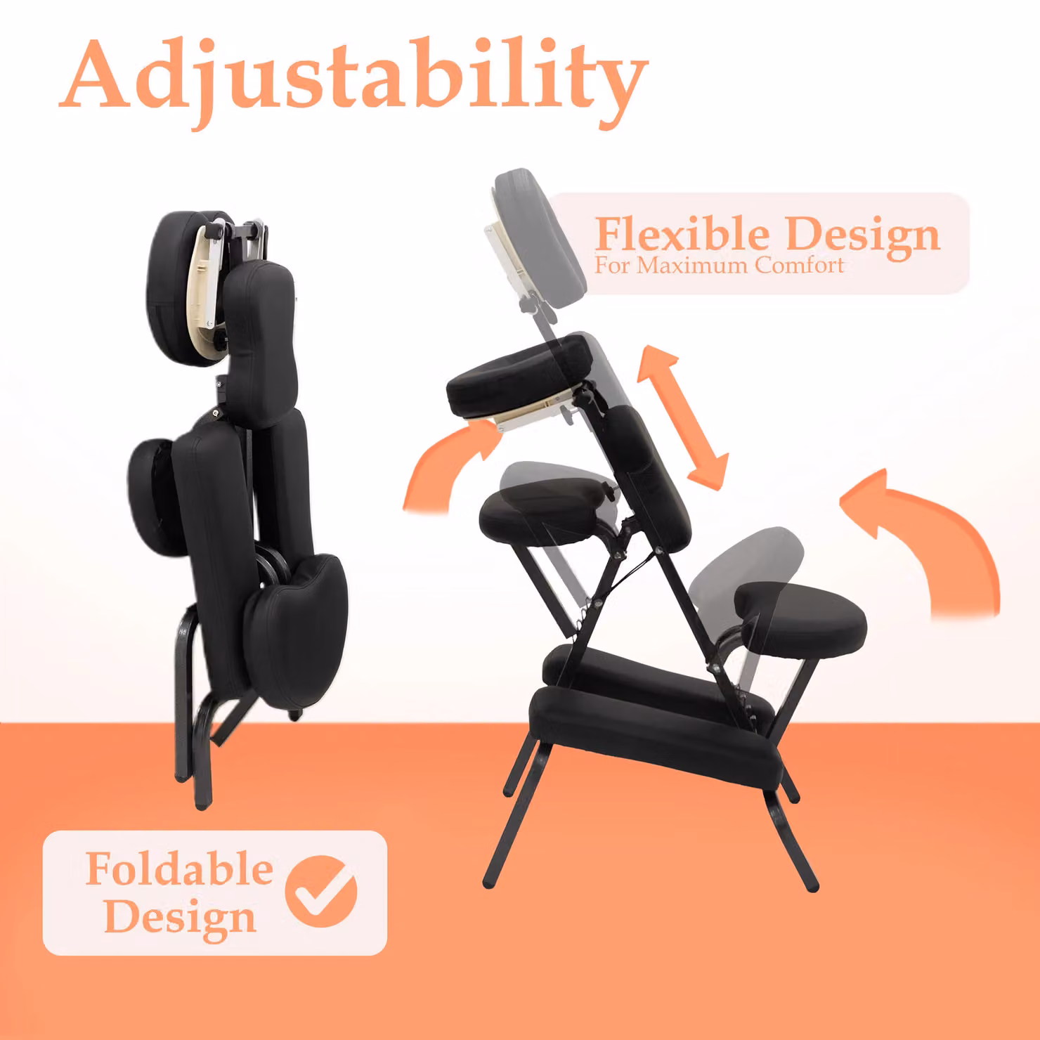 Inner Bliss Adjustable and Foldable Massage Chair with Carry Bag, Black – 3