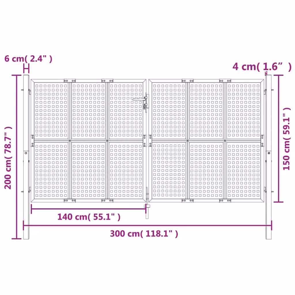 Berkfield Home Anthracite Steel Wire Mesh Garden Gate W: 300 cm, H: 200 cm – 4