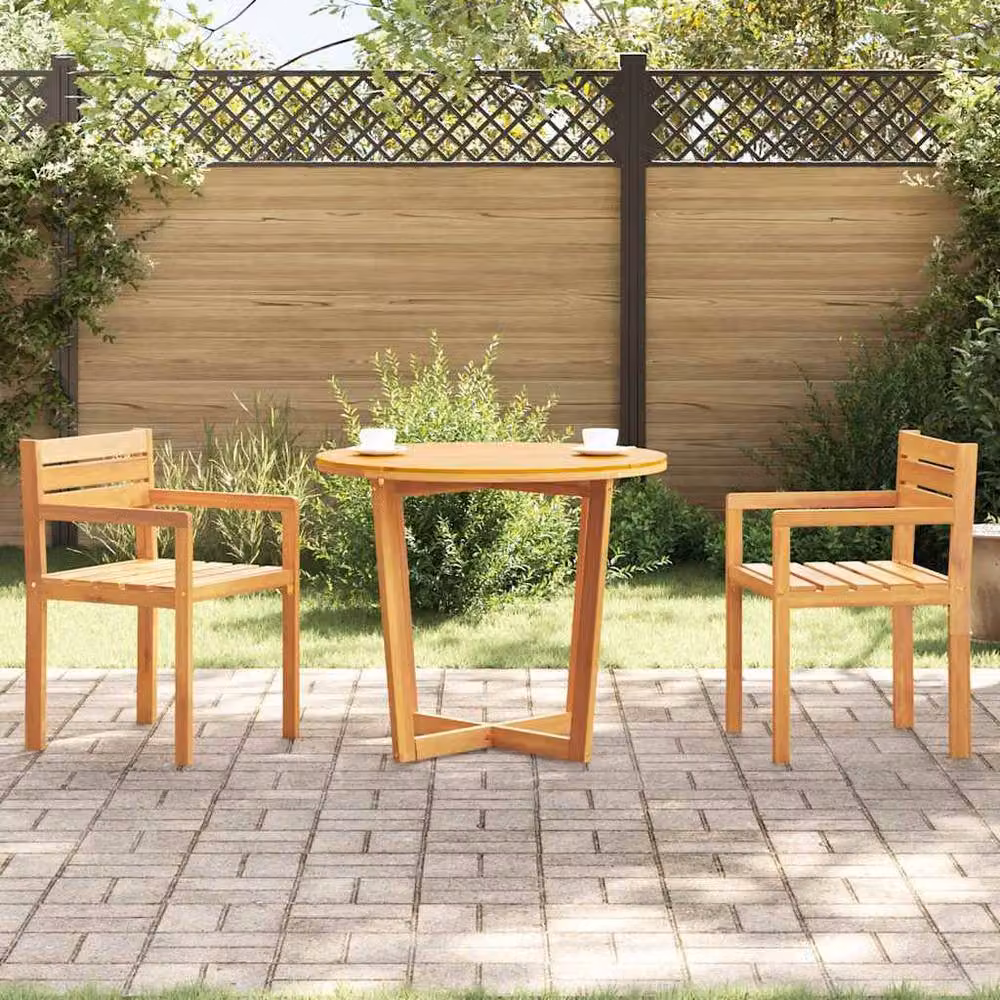 Berkfield Home Round Acacia Wood Garden Dining Table, Brown, W: 90 cm, H: 75 cm, D: 75 cm – 2