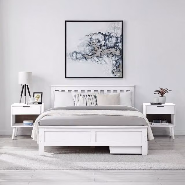 FurnitureboxUK Azure White King Size Bed Frame and Mattress Set in Solid Pine Wood, W/D/H: 180 x 200 cm