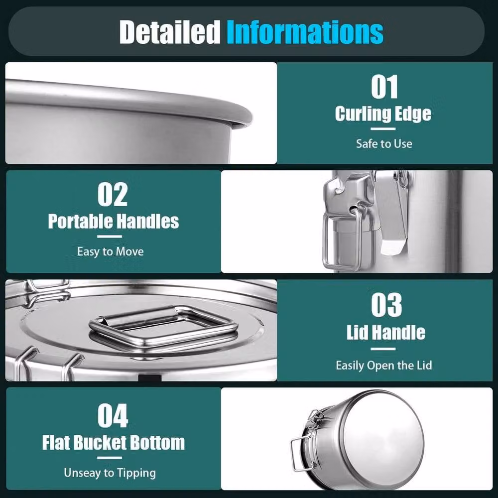 EONLION 12L Stainless Steel Grain Storage Canister in Silver – 2
