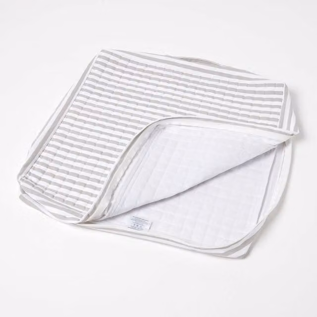 Homescapes Grey Striped Square Armchair Booster Cushion Cover with Removable Washable Cover