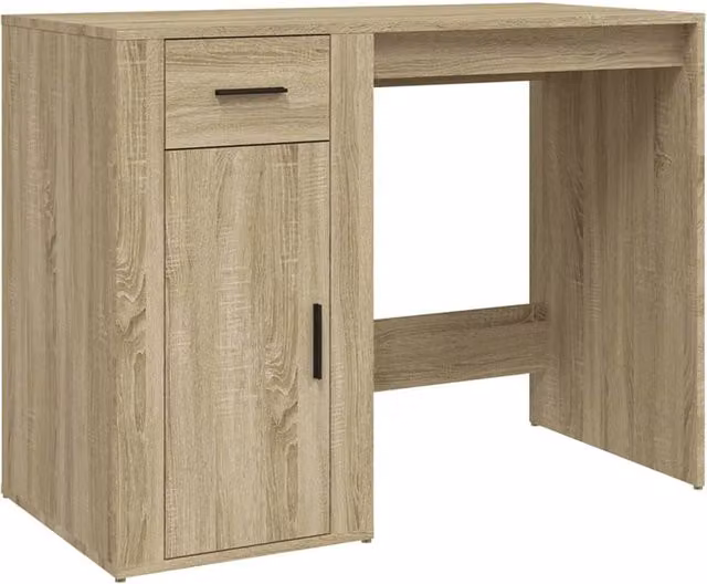 Berkfield Home Computer Desk in Sonoma Oak Brown, W/D/H: 100 x 49 x 75 cm