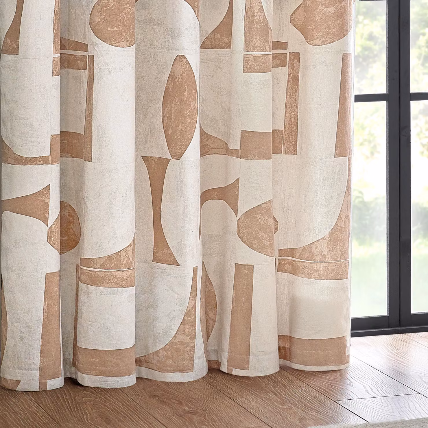 HOEM Carro Abstract Geometric Room Darkening Eyelet Curtains in Light Pink, Width: 117 cm, Drop: 137 cm – 2