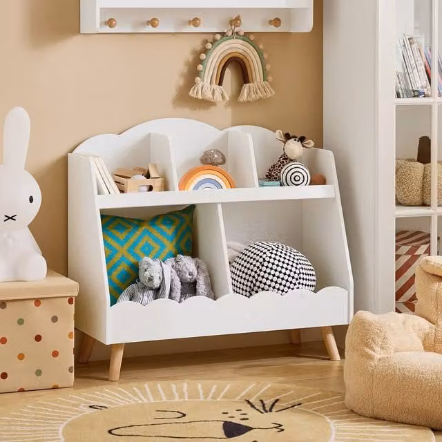 SoBuy Scandinavian Style 5-Compartment Childrens Bookcase in White