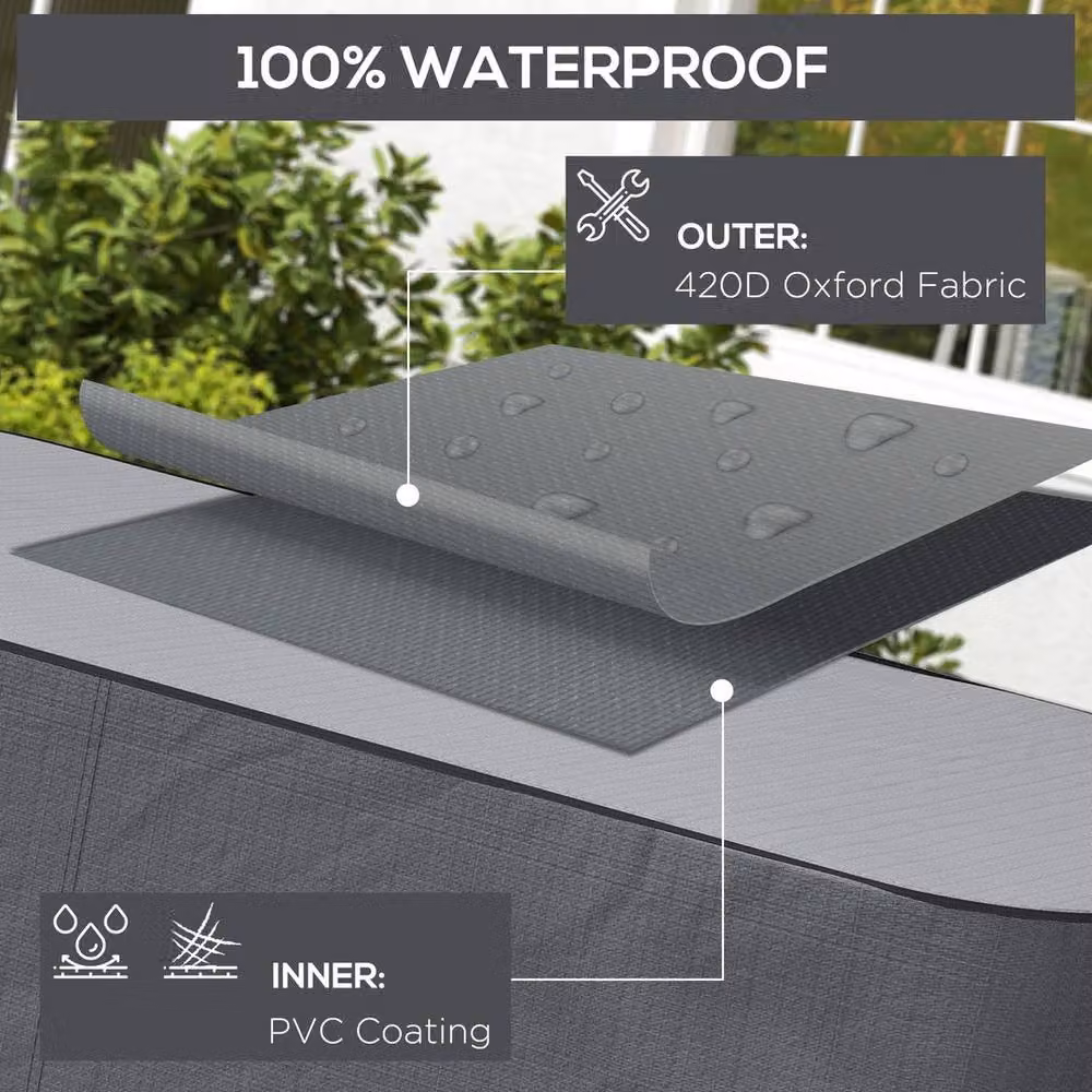 NESTLUNE Waterproof Grey Polyester Sofa Cover for 2/3 Seater Rattan Patio Furniture, W: 100 cm, D: 15 cm – 5