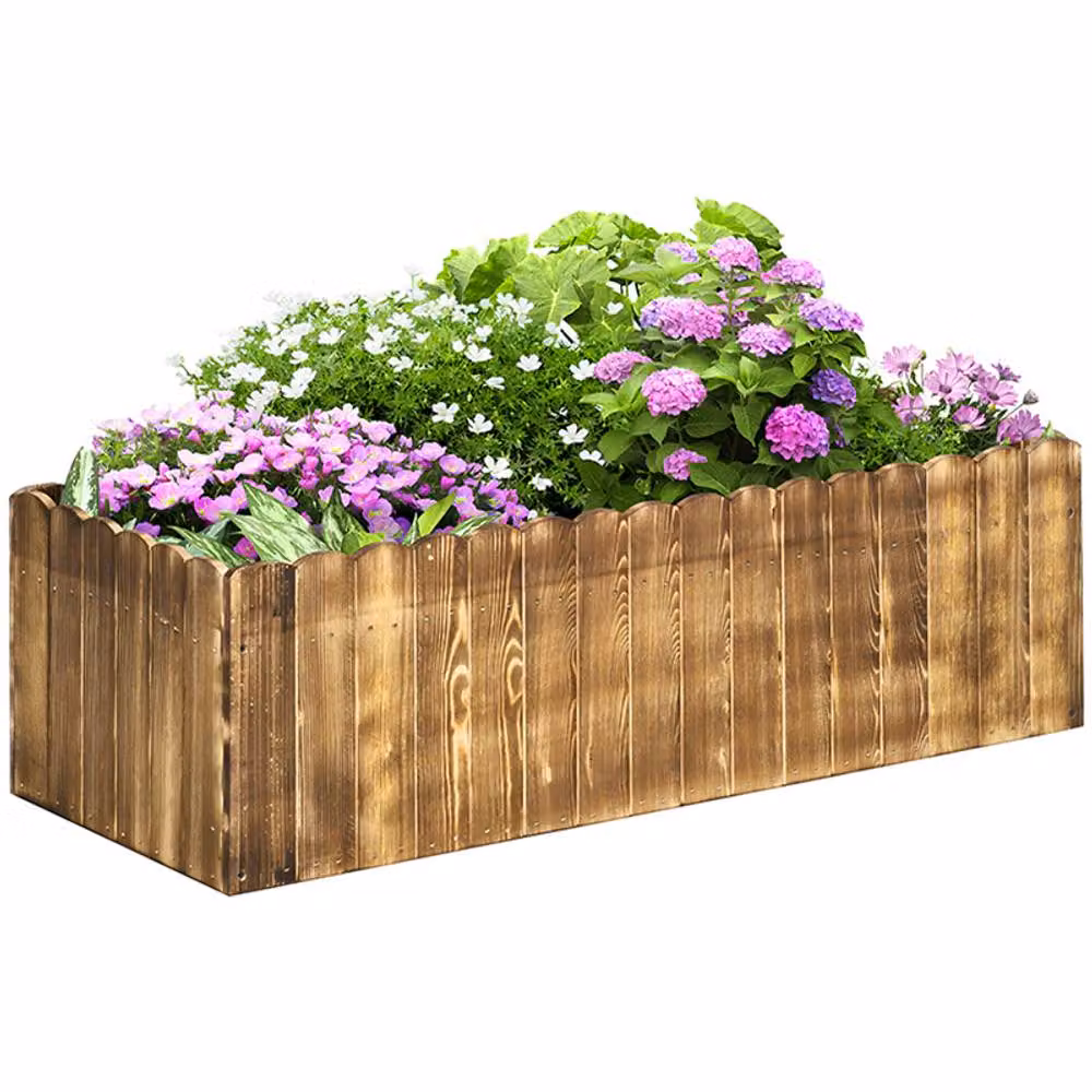 Outsunny Wooden Raised Flower Bed in Brown, W/D/H: 100 x 40 x 30 cm – 2