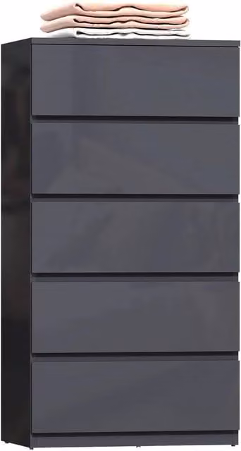 NESTLUNE Grey 5 Drawer Bedroom Chest of Drawers with Soft Close Drawers – 1