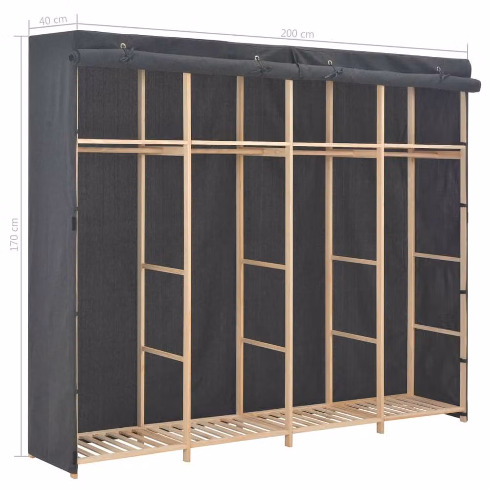 Berkfield Home Grey Fabric Roll Shutter Wardrobe W/D/H: 200 x 40 x 170 cm – 4