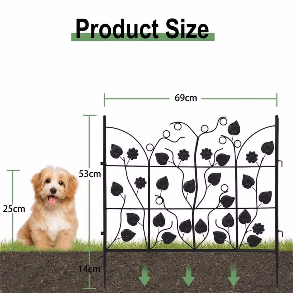 Nordara 5 x Decorative Garden Fence Panels Black Animal Barrier Border Edging – 2