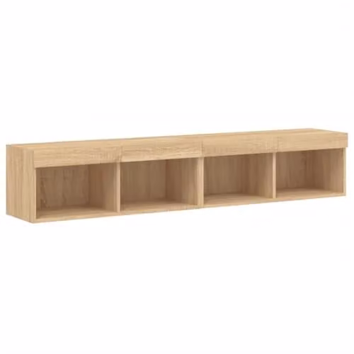 vidaXL Set of 2 Modern Wall-Mounted TV Cabinets with Integrated LED Lights, Sonoma Oak, W/D/H: 80 x 30 x 30 cm