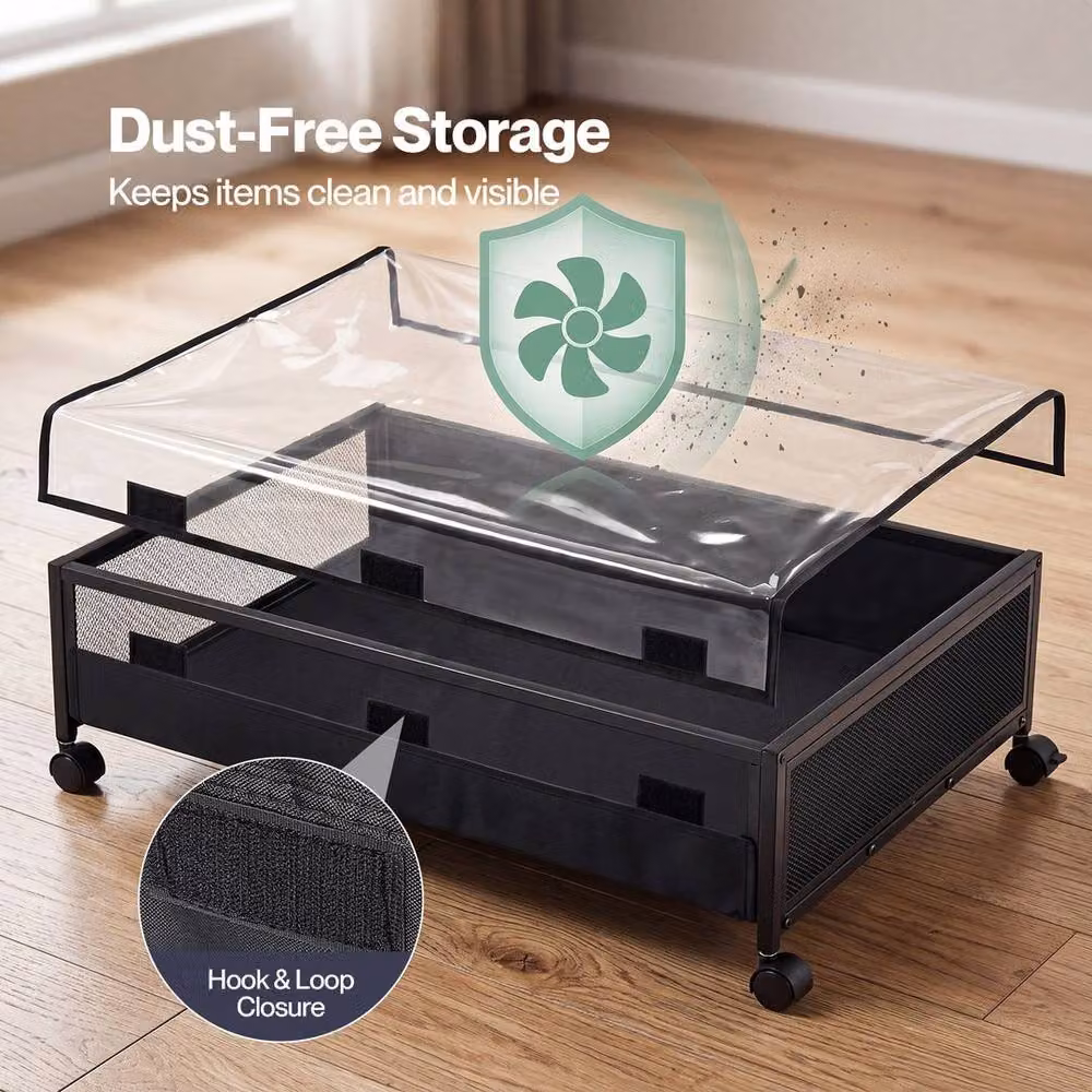 KORVIXA Black Underbed Storage Boxes with Lids – 5