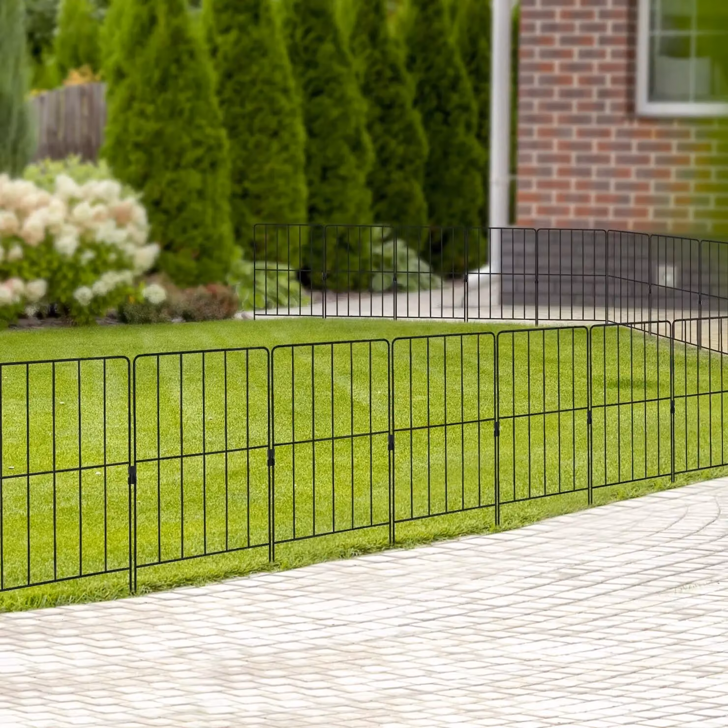 Costway 25 Piece Black Metal Decorative Garden Fence and Pet Playpen Enclosure – 2