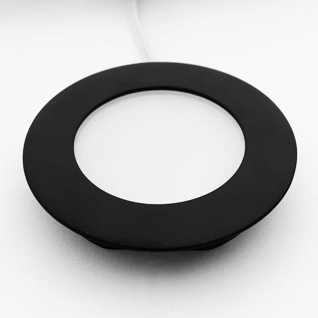 Loops 4x Matt Black Round Surface or Flush Under Cabinet Kitchen LED Light and Driver Kit with Natural White Light – 1