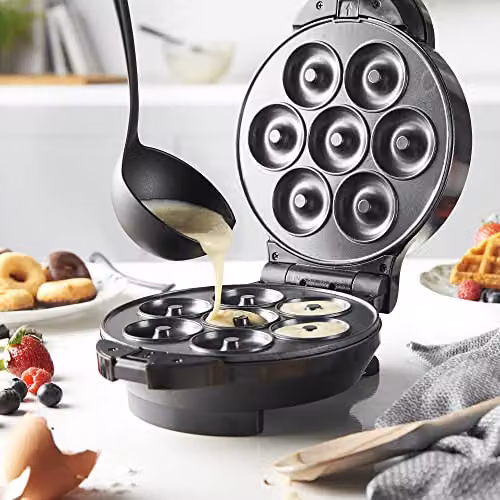 VonShef 3 in 1 Waffle, Brownie and Doughnut Maker with Non-Stick Removable Plates, 800W, Black – 7