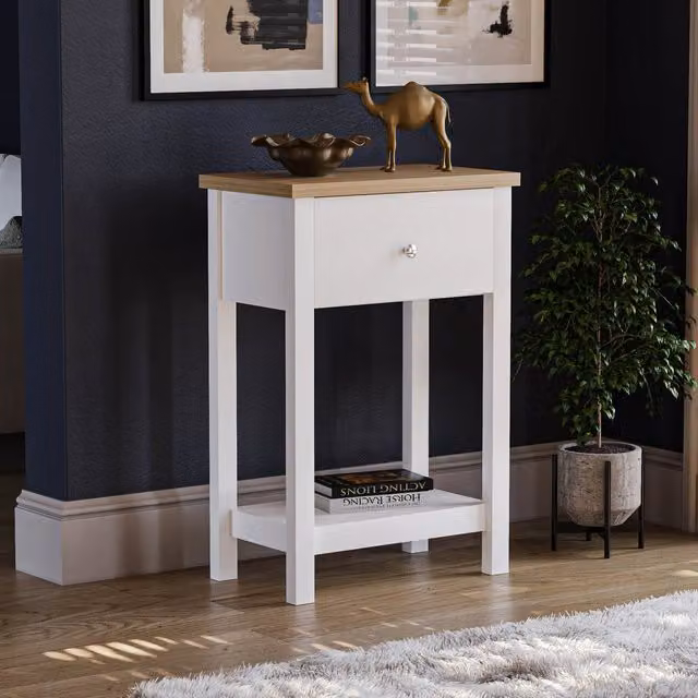 Vida Designs Arlington Modern White MDF Console Table with 1 Drawer, W: 50 cm, D: 30 cm, H: 74 cm – 1