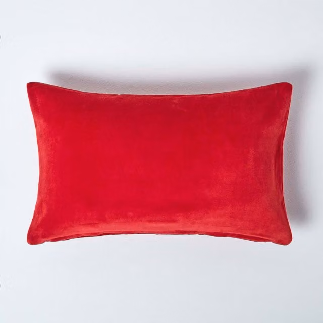 Homescapes Velvet Cushion Cover in Red and Orange, 50 x 50 cm