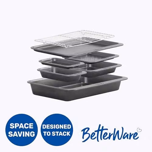 Betterware Stack Ease 7 Piece Non-Stick Carbon Steel Bakeware Set in Grey – 4