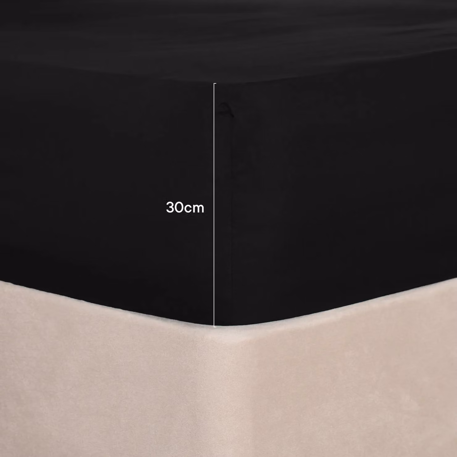 OHS Plain Dyed Non-Iron Microfibre Fitted Bed Sheet in Black, W/D/H: 140 x 200 cm – 2
