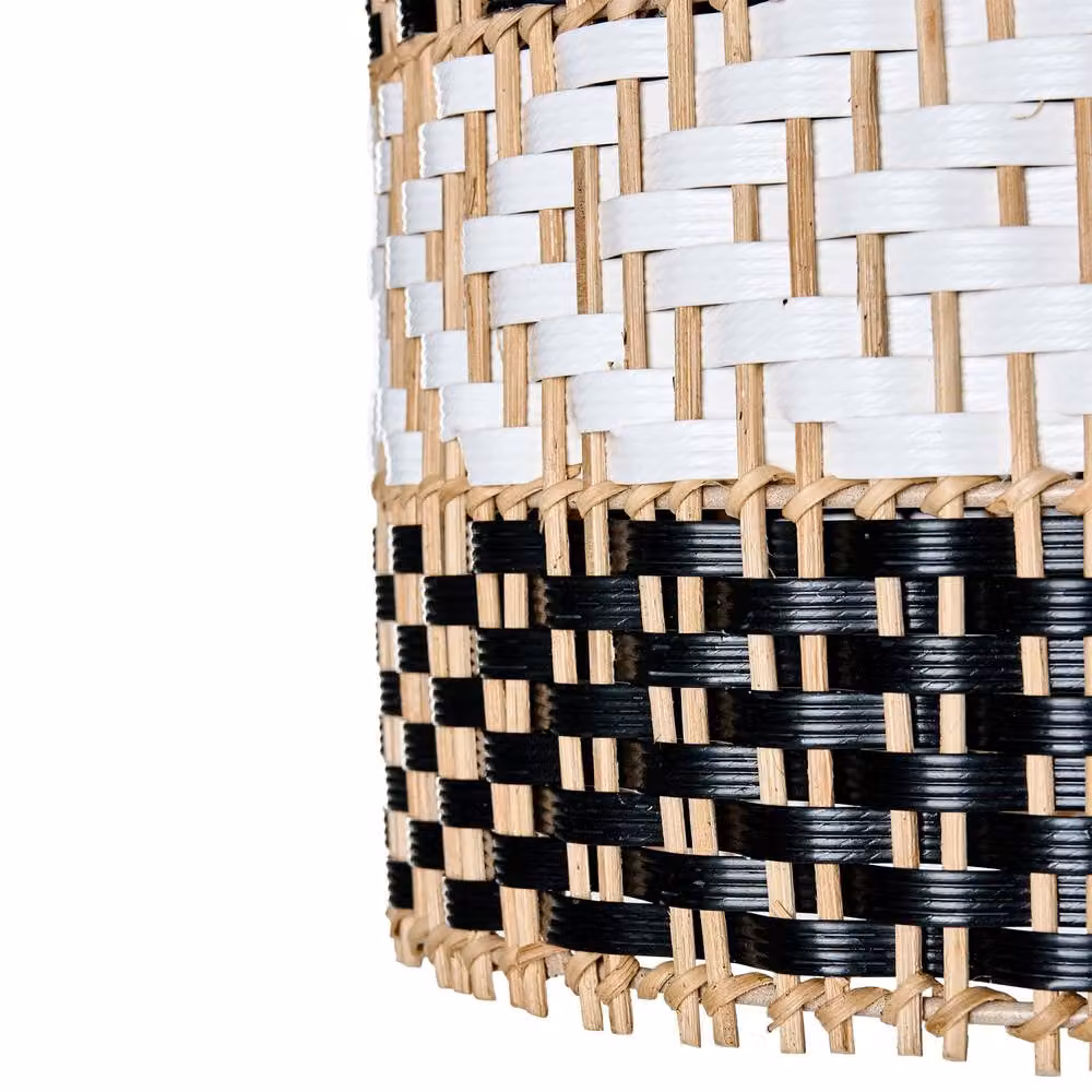 Wyld and Coco Black and White Rattan and Metal Boho Pendant Lamp – 5
