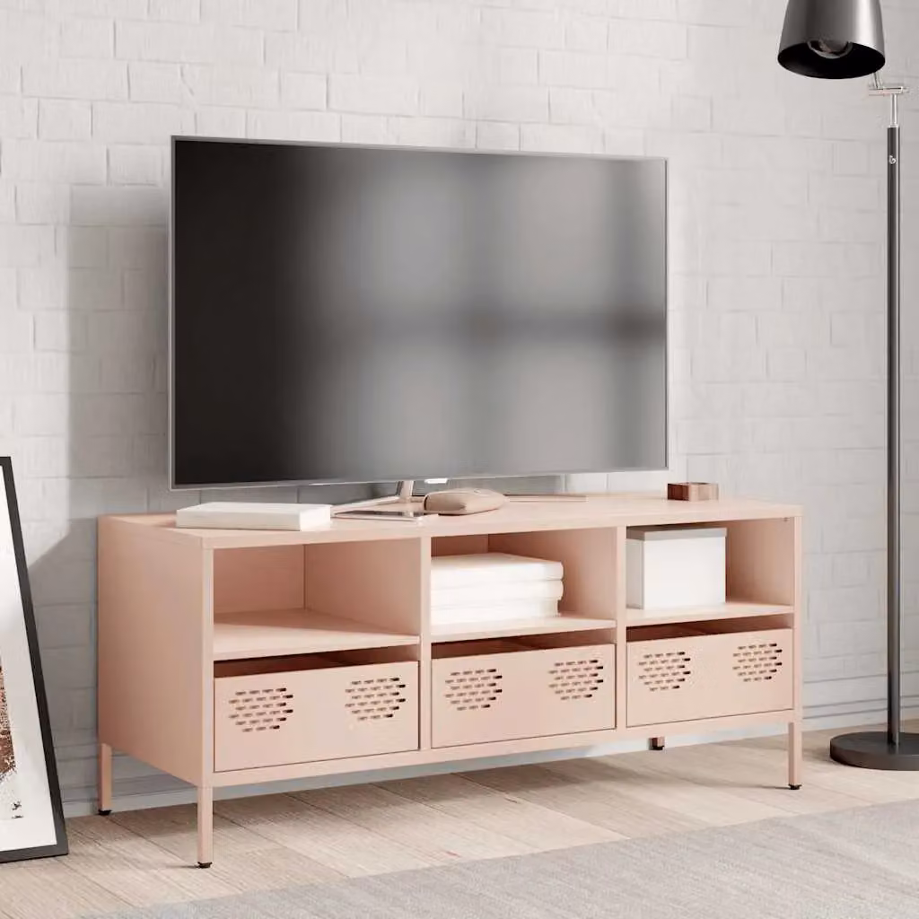 Berkfield Home Industrial Pink TV Cabinet in Matt Cold-rolled Steel, W: 101.5 cm, D: 39 cm, H: 43.5 cm – 3