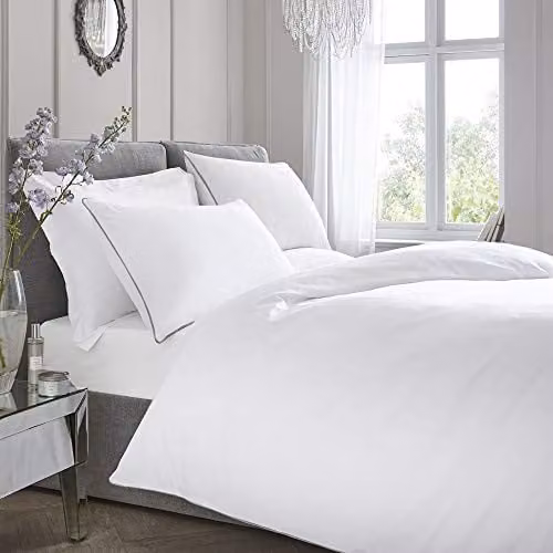Appletree White 100% Cotton Percale Duvet Cover Set with 2 Pillowcases, 230 x 220 cm