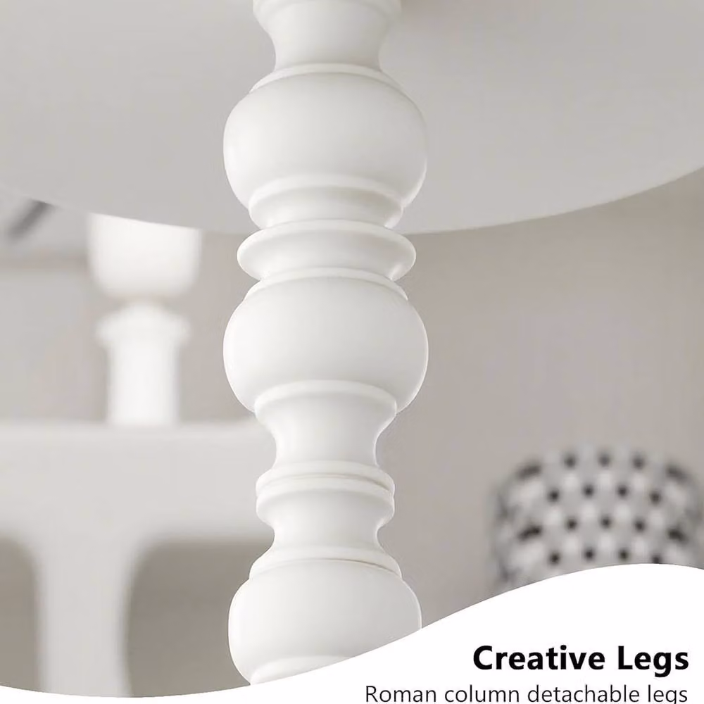 FORGEVIO Modern White Glossy Round Nightstand Bedside Table – 3