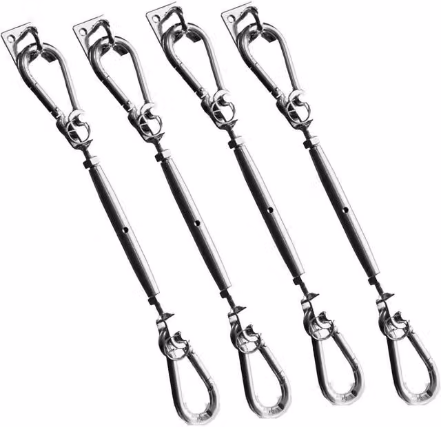 Primrose Silver Stainless Steel Shade Sail Fixing Kit with 4 Corner Tensioners