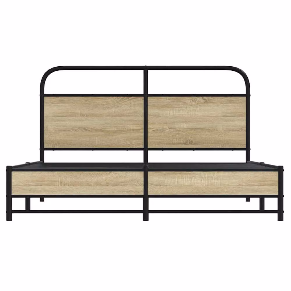 Berkfield Home Metal Bed Frame in Sonoma Oak Brown, W: 160 cm, D: 200 cm – 3
