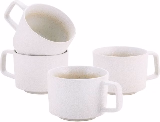 Stellar Mylor White Stoneware Large Mug Set of 4, 350ml