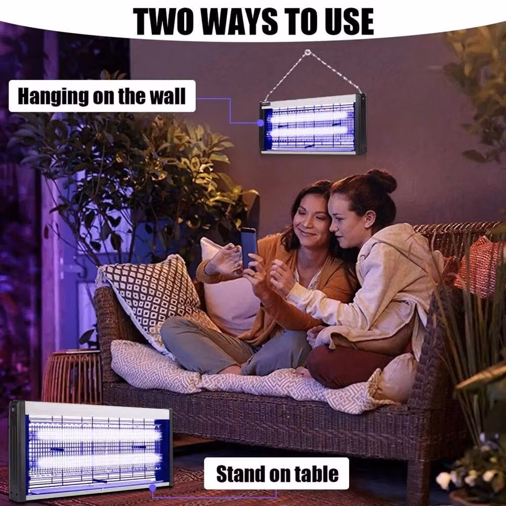 FLAVORA 40W High Power Electric Bug Zapper Indoor Mosquito and Fly Trap, Silver, W: 100 cm, D: 15 cm, H: 15 cm – 5