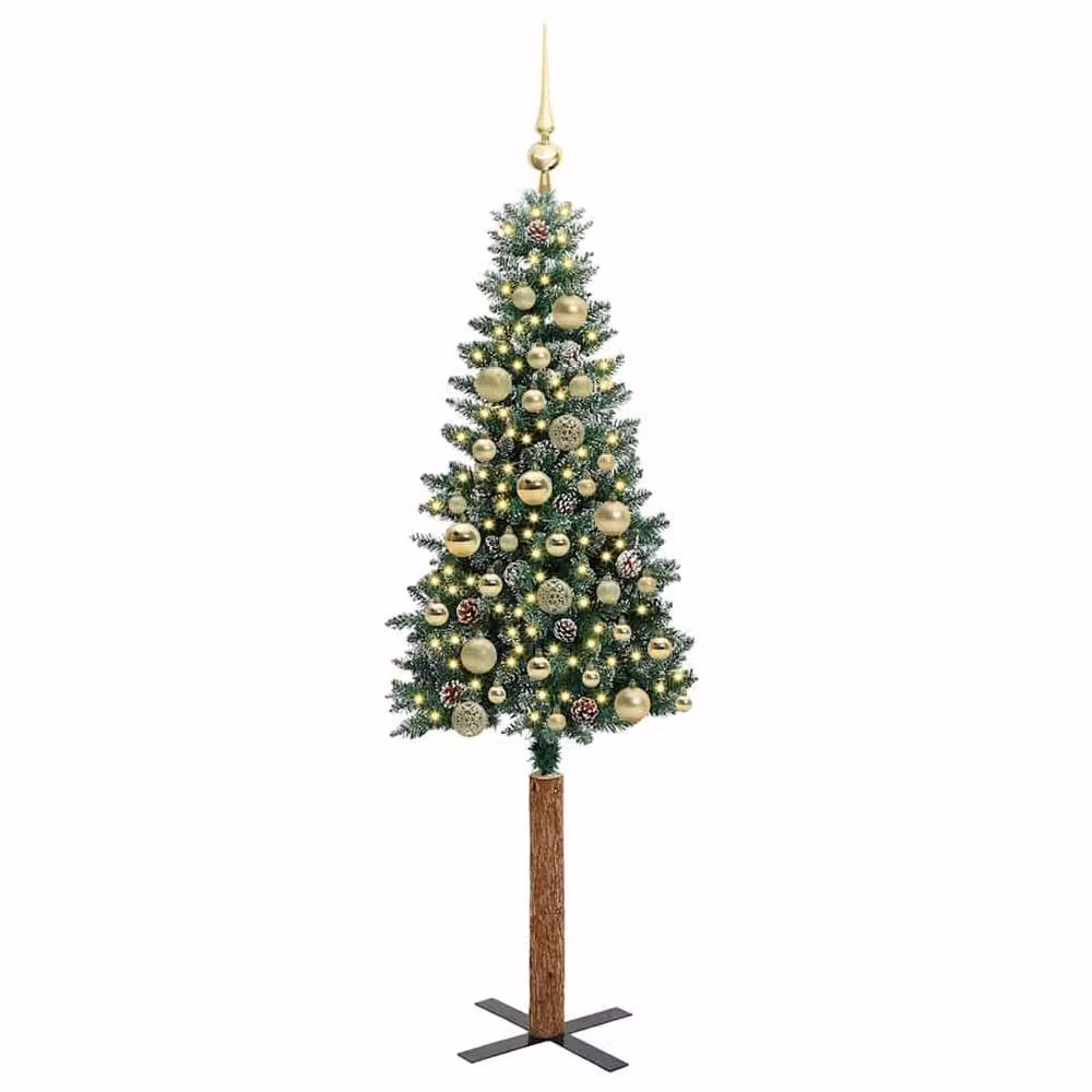 Berkfield Home Slim Christmas Tree with 150 LEDs in Green and White, Height: 150 cm – 3