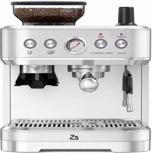 London Boutique Silver Bean to Cup Coffee Machine with Grinder and Milk Frother