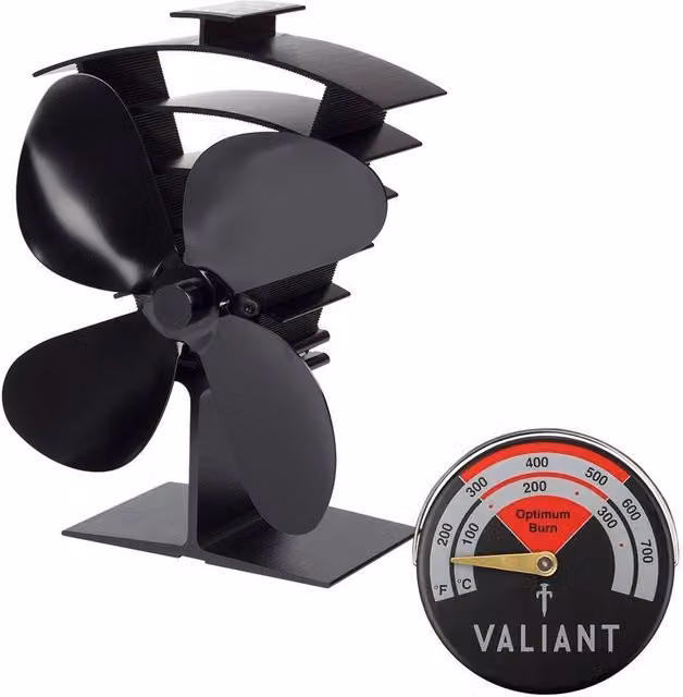 Vaillant Premium IV Stove Fan and Magnetic Red Thermometer Pack, Black – 1