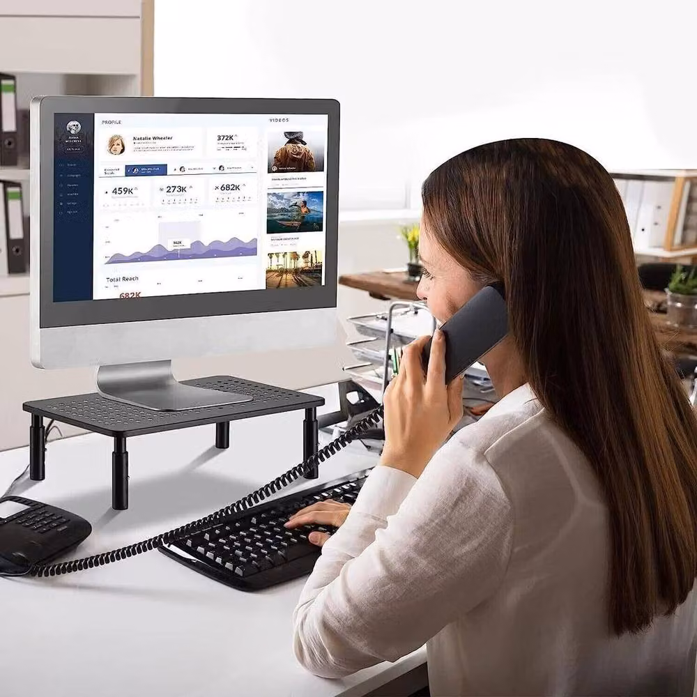NESTLUNE Black Metal Mesh Monitor Riser Stand, W/D: 100 x 100 cm – 5